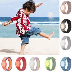 For Apple Airtag Nylon +tpu Strap Child Voksen Gps Finder Fargerik Beskyttende Silikon Tilfelle For Airtag Case Tracker Armbånd Svart