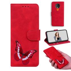Etui til Tecno Spark 6 Butterfly Cover Premium Læder Magnetisk- Pink Rød