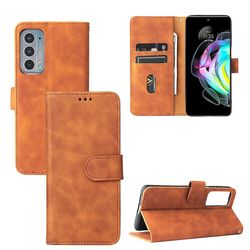 Etui til Motorola Moto Edge 20 Cover Premium læder med kortholder Flip Folio magnetisk etui Etui Coque - sort Brown