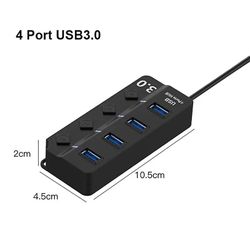 USB Hub 3.0 USB 2.0-hub Multi USB-splitterhub Bruk strømadapter 4/7-port Multiple Expander USB 3.0-hub med bryter 15 cm kabel 4 havn