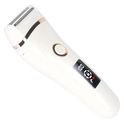 Wfuo Hårfjerningsenhet Barbermaskin Womens Shaver Elektrisk hårfjerner skrape armhulen benrot flytende krystall vanntett modell Hvit