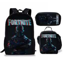 Fortnite Student School Taske Fortnite Tredelt pakke taske Blyant taske rygsæk 5 lunch bag