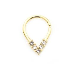 BodyJewelryOnline Pæreformet bøjelig snitring m/ 5 cz foret design til septum, brusk, tragus Guld 16g (1.2 mm)