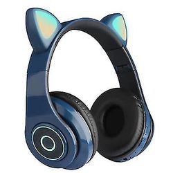Coosilo Trådløse Cat Ear hovedtelefoner Bluetooth headset led lys øretelefon til børn pige blå