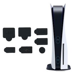 7PCS silikonipölytulpat Aseta USB-liitäntä pölynestokansi pölytiivis pistoke PS5 Playstationille musta