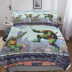 DSJackson Ninja Brothers leikkisä 3D-tulostettu pussilakanasetti piilotetulla vetoketjusulkimella - mikrokuituinen anime-vuodevaatteet tyynyliinoil...