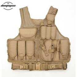 Politi Taktisk Airsoft Vest Udendørs Camouflage Militær Body Armor Jagt Molle Vest med Gun Hylster TAN