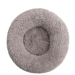 Eveltek Behagelig rund kat angst blød fluffy seng Lys grå 110CM*110CM