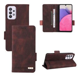 Gangxun Etui til Samsung Galaxy A33 5g læderetui Folio Flip med kreditkortspor Etui Coque Brown