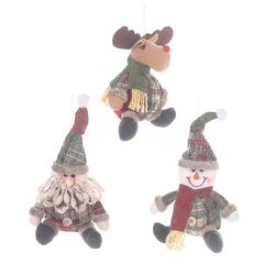 Tianzun Christmas Ornaments, 3 stk juletre dekorasjoner Xmas Tree Hanging Santa Claus