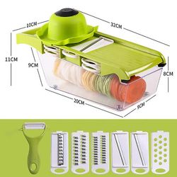 Vegetabilsk Cutter 6 i 1 Gadgets Frukt Slicer Makuleringsmaskiner Gulrot Grater Chopper Multifunksjonell Slicer Peeler Kjøkken tilbehør Grønn