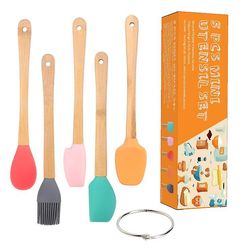 Yunshu 5 piece Mini Silikone spatel træ håndtag køkkenredskaber Sæt
