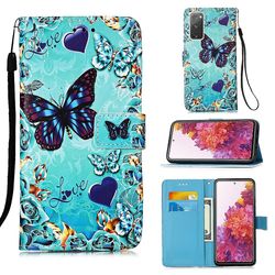 Foxdock Kompatibel med Samsung Galaxy S20 Fe 4g / 5g Case Læder Flip Wallet Cover med kort slotholder kickstand mønster - Heart Butterfly