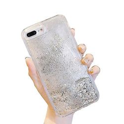 Coosilo Tpu Liquid Quicksand Starry Silver Iphone 11/12 Mobiltelefon taske med snor hul sølv