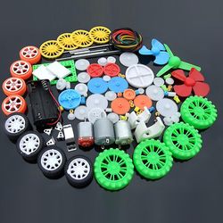 112Pcs DC motorsett elektrisk minimotor med plastgir Motormonteringsbrakettakselpropell for DIY vitenskapsprosjekter