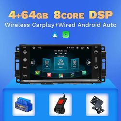 Hikig 2din Android 11 bil multimedia carplay för jeep Grand Cherokee Chrysler 300c kompass patriot dodge sebring radio gps navigering 64G DVR OBDCam