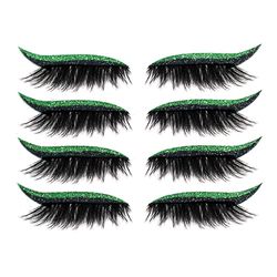 8 par Eyeliner falske vipper Sticker Glitter øjenskygge Makeup Tool Grøn 8Pairs