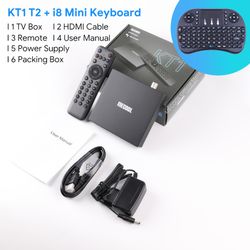 Mecool kt1 android tv 10 dvb tuner mottagare dvb-t2 amlogic s905x4 digitalbox bt 4.2 wifi 2.4g / 5g Lan tv box Grundläggande i8-tangentbord