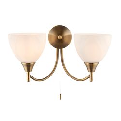 Endon Collection Lighting Alton 2 Lys indendørs væg lys antik messing med opal glas, E14