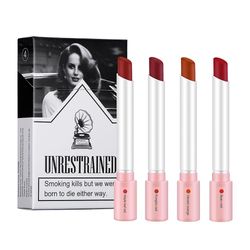 Denstyle Matta savukkeen huulipunapakkaussetti 4 väriä punaiset huulet pitkäkestoinen vedenpitävä nestemäinen huulipuna naiset muodostavat samettis...