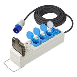 Pricenet Teltta/kokoontaitettava perävaunuyksikkö 10M 3x1.5mm² MCCB:llä ja RCD:llä + 2xUSB