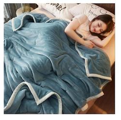 Handuo Tykt varmt tæppe quilt koral fleece tæppe flannel ark blå 180*220cm