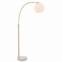 Endon Lighting Endon Belysning Otto - Gulvlampe Satin børstet guld effekt plade & glans opal glas 1 lys IP20 - E27