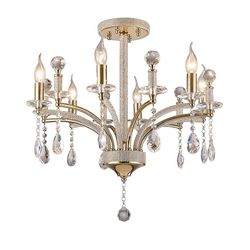 Inspired Lighting Inspireret Diyas - Fiore - Semi Flush Loft Vedhæng 6 Light fransk guld, Crystal