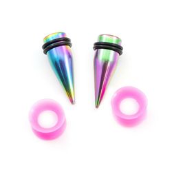 BodyJewelryOnline Øre konus flerfarvet og silikone pink tunnel pakke med to par 2g (6 mm)