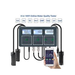 8-in-1 ladattava veden laadun testaustyökalu S.G Ph EC Salt Orp Tds Cf Temp Multi Parameter Test F Musta