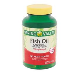 Spring Valley Vårdalen omega-3 fiskolja mjuka geler, 1000 mg, 300 antal