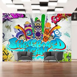 IlyDecor Carta da parati graffiti street art - Skateboard team 250x175