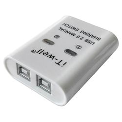 iT-well USB-tulostimen jakamislaite, 2 in 1 ulos tulostimen jakamislaite, 2-porttinen manuaalinen kvm-kytkentäjakajan keskittimen muunnin valkoinen