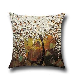 Varychmoo Blossom Tree pudebetræk bomuld linned puder dækker sofa indretning Gul hvid jasmin træ