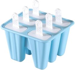 Xqday 6pcs Silikone Ice Lolly Mould, Silikone Popsicle Mold, Ice Pop Forme, Genanvendelige
