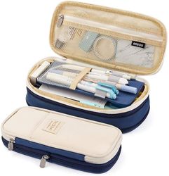 Linkrunning Stor kapacitet Blyant Pen Sag Office College School Stor Opbevaring Høj kapacitet Pose PoseHolder Box Organizer Blue