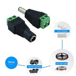 5,5 mm x 2,1 mm kvindelig stikadapter til mænd og dc til 5050 3528 5060 enkeltfarvede led-bånd og cctv-kameraer 1 female and 1 male