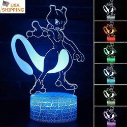 3D Mewtwo lamppu peli rooli kosketuskaukosäädin led-yövalo pöytävalaisin kodin sisustuslahja