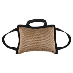 Kestävä koiran koulutuspurentahinaajalelu, jossa on 3 kahvaa Juuttipellavainen purentatyyny Musta & Beige