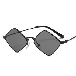 2022 Solbriller Kvinder Metal Rhombus Solbriller Uregelmæssig Vintage Lille Stel Beskyttelsesbriller Uv400 Damer Oculos Gafas De Sol sort AS