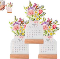 Lisade 2024 Bloomy Flowers skrivebordskalender A 3pcs