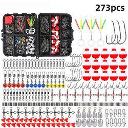 273pcs / lot Fishing Tackle Box Sett med fiskekroker Vekter Jig Hoder Snaps Fisketilbehør Sett Flytende Veisveiv Krok