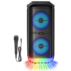 1200W Super Utomhus Bluetooth-högtalare 6 Tums Dubbel Horn Subwoofer Bärbar Trådlös Kolumn Bas Så Svart