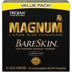 Trojan Troijan Magnum Bareskin Suurikokoiset kondomit, 24 kreivi
