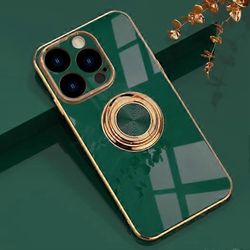 iPhone 14 -kotelo kannen kanssa yhteensopivalla silikonipuskurin magneettisella autotelineellä tummanvihreä IP14 PRO