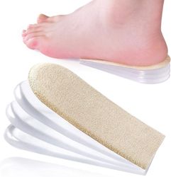 Xqday Insoles højde øge insoller, 4 lag hæl elevator, gel hæl understøtter for