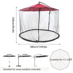 Scvvd Patio paraply netto justerbar polyester bugs netting rund terrasse paraply tilbehør til udendørs mærke 380240 1112 fod