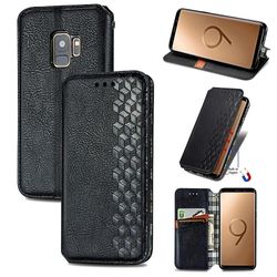 Kompatibel med Samsung Galaxy S9 Flip Case Etui Vintage Wallet Flip Cover med magnetisk lukning Coque - Blå sort