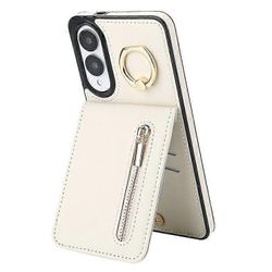 Yhteensopiva Samsung Galaxy S25 Edge Case Zipper RFID Retro Leather + TPU Puhelimen Kuoren kanssa jalustalla Valkoinen