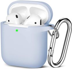 AIR Beskyttende stødsikkert cover med karabinhage Kompatibel med Airpods etui 2 1 Lilac